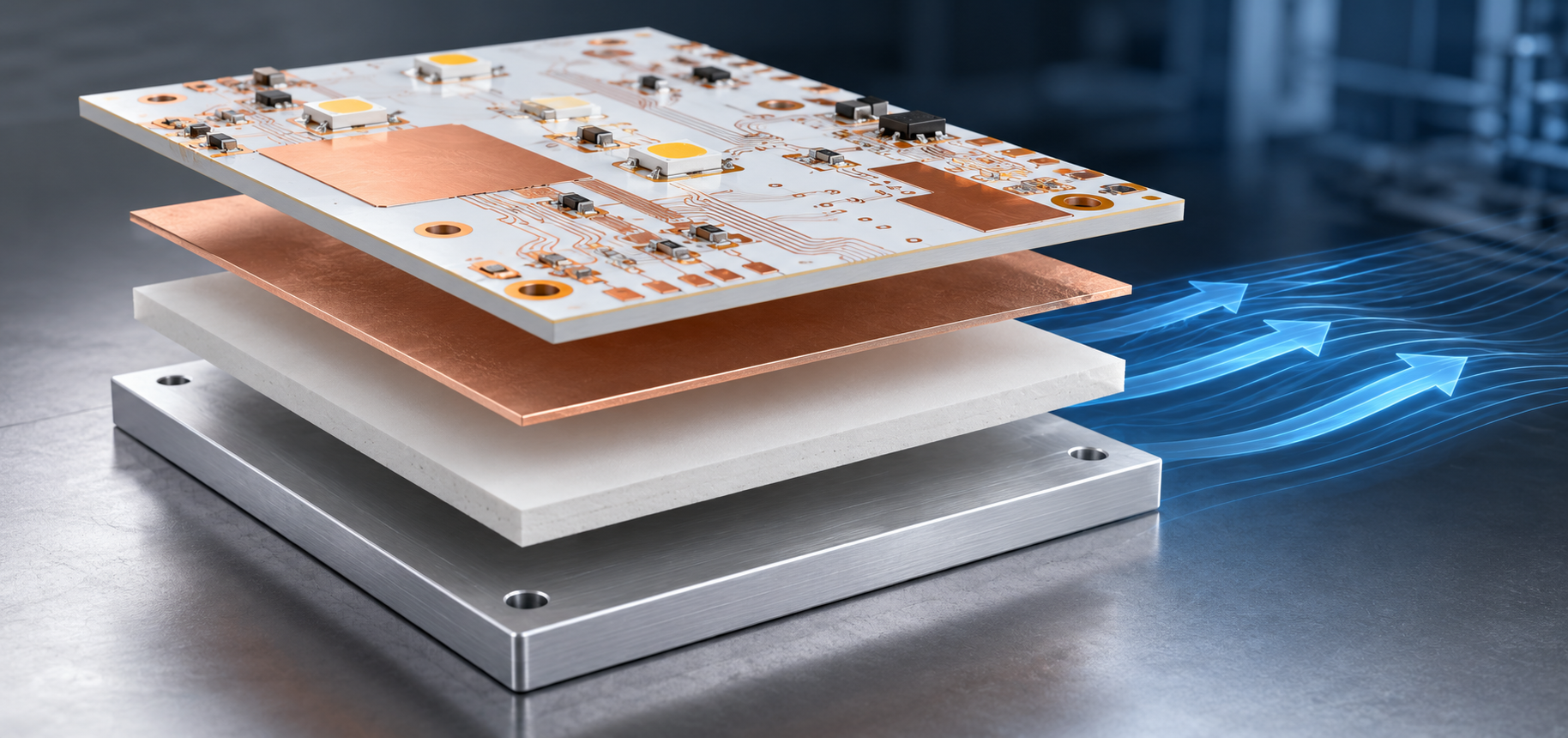 Aluminium-PCB-Stack-up-Leitfaden: Kupferschicht, dielektrische Schicht und Aluminiumbasis