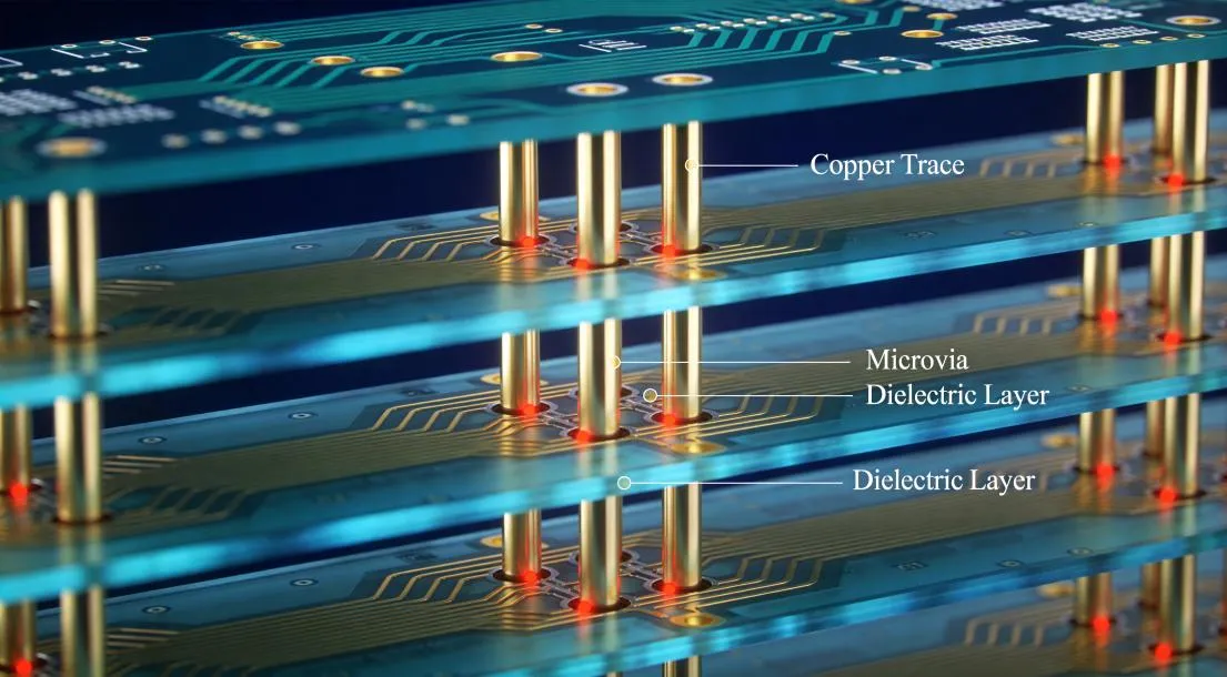 hdi-pcb-cross-section-showing-microvias-and-layered-structure